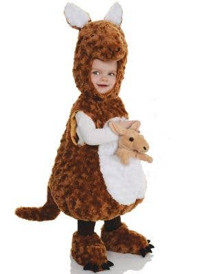 Image of Fluffy Brown Infant Belly Baby Kangaroo Costume
