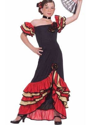 Spanish Girl's Flamenco Dancer Costume Front View