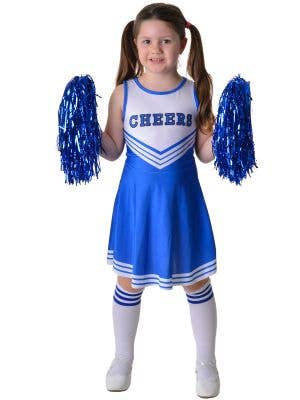 Image of Sweet Blue Girl's Cheerleader Dress Up Costume - Front View