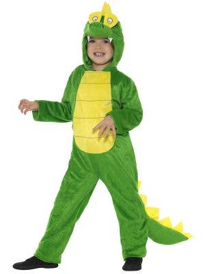 Image of Cool Green Crocodile Girls Animal Onesie Costume - Front Image
