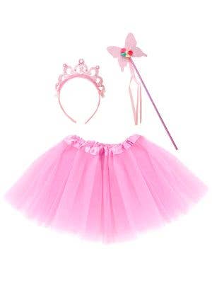 Image of Glittery Pink Girls Fairy Princess Tutu Costume Set