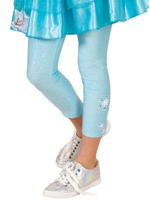 Image of Frozen Queen Elsa Girl's Blue Glitter Footless Tights