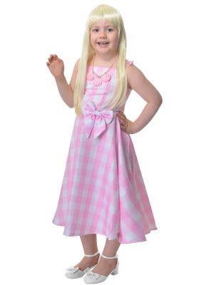 Image of Pastel Pink Gingham Doll Girl's Costume - Front Image