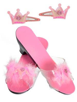 Image of Pretty Pink Princess Costume Shoes and Hair Clips Set - Main Image