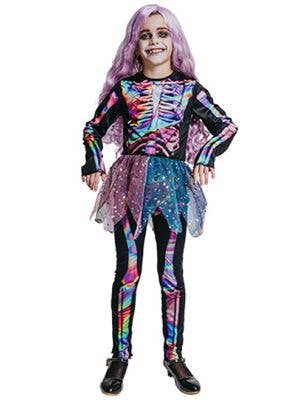 Image of Scary Rainbow Skeleton Girl's Tutu Halloween Costume
