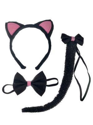 Image of Glittery Black and Pink Cat Kid's Costume Kit - Main Image