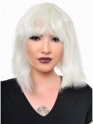 Womens Mid Length Glow in the Dark Bob Wig with Front Fringe - Main Image