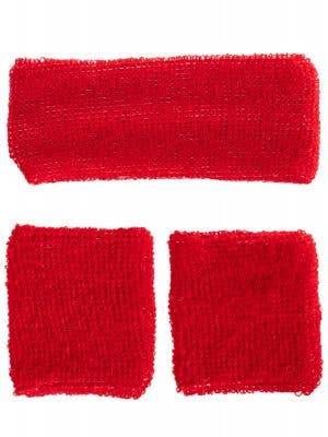 Red 1980's Tennis Sweatbands Costume Accessory Set
