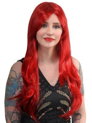 Women's Deep Red Long Wavy Fashion Costume Wig