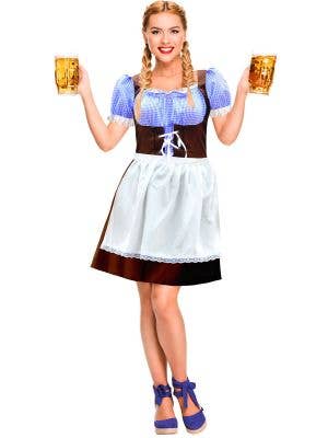 Womens Brown and Blue Beer Wench Costume