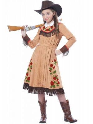 Girls Wild West Cowgirl Fancy Dress Costume Front View