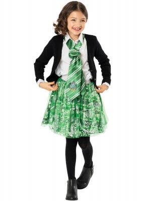 Girls Green Slytherin Harry Potter Costume Skirt - Main Image