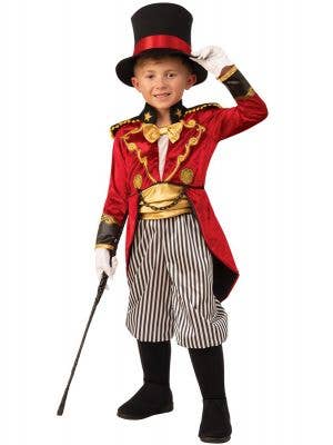 Deluxe Red and Gold Boy's Circus Ringmaster Costume