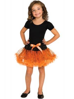 Orange and Black Spiderweb Halloween Costume Tutu for Girls