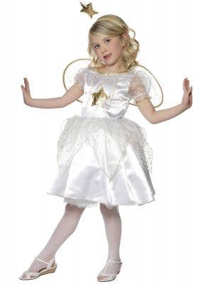 Girl's White Star Fairy Fancy Dress Costume Front View