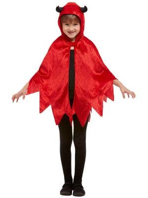 Red Velvet Devil Costume Cape for Kids - Front Image