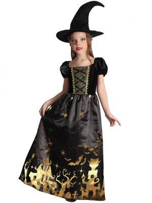 Haunted House Witch Girls Black and Gold Costume