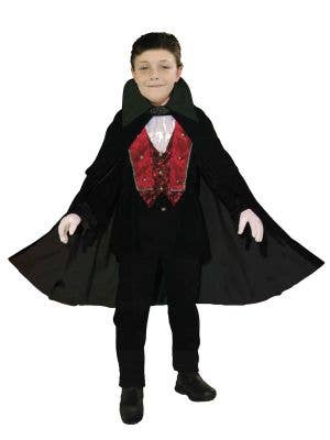 Kids Black Dracula Costume Cape with Stand Up Collar