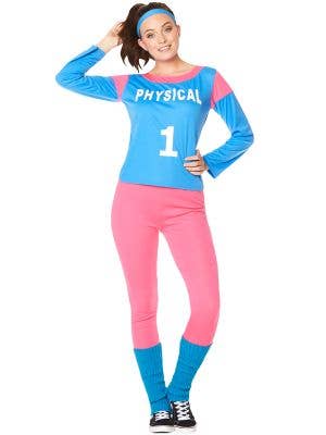 Pink and Blue 80s Workout Costume for Women - Main Image