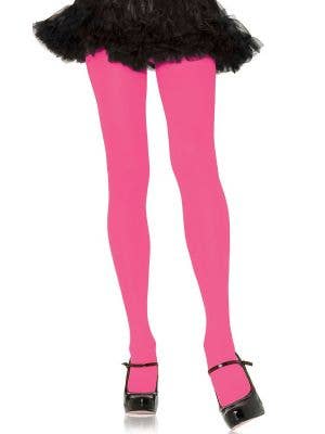 Opaque Neon Pink Women's Full Length Pantyhose