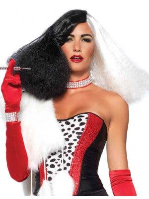 Half Black Half White Cruella De Vil Costume Wig for Women