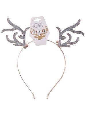Image of Sparkly Gold and Silver Glitter Reindeer Ears Christmas Headband