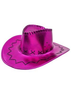 Image of Metallic Magenta Western Cowgirl Costume Hat