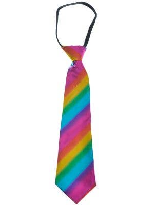 Image of Metallic Rainbow Mardi Gras Zip Up Costume Neck Tie - Main Image