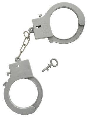 Image of Novelty Silver Plastic Toy Hand Cuffs