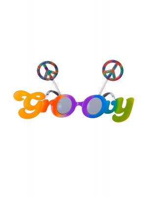 Giant Novelty 1970's Rainbow Peace Sign Costume Accessory Glasses Main Image