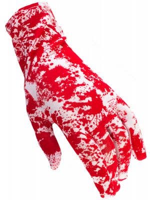 White Costume Gloves with Red Blood Splatter