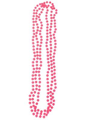 Neon Pink Beaded 3 Strand Necklace Costume Accessory
