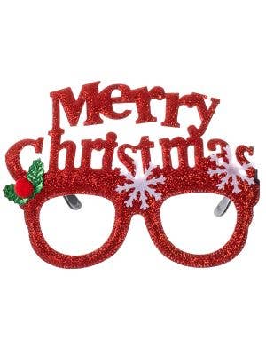 Image of Sparkly Red Glitter Merry Christmas Glasses