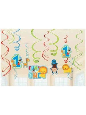Image of One Wild Boy 1st Birthday Blue Spirals Decoration