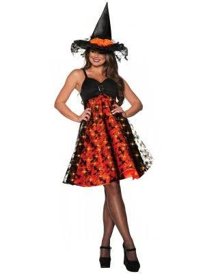 Image of Light Up Orange Witch Womens Halloween Costume