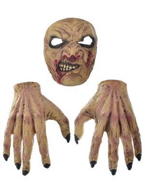Decaying Zombie Hands and Mask Halloween Set