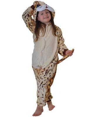 Kid's Leopard Print Animal Costume Onesie - Front Image