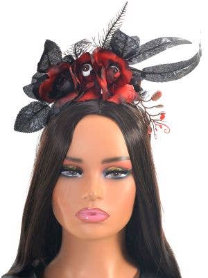 Image of Gothic Roses with Eyeballs Halloween Costume Headband - Main Image