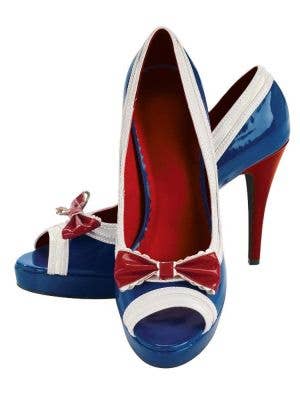Red White and Blue Cute Women's Sailor Costume Shoes