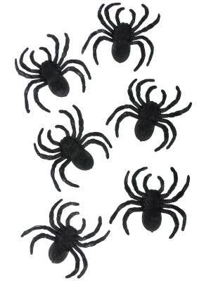 Image of Flocked Black Spiders 6 Pack Halloween Decorations