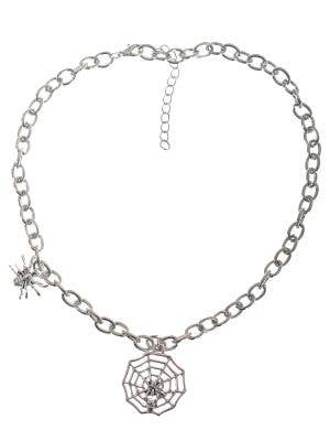 Image of Chunky Silver Halloween Costume Necklace with Spider Pendants