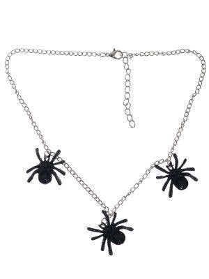 Image of Creepy Black Rhinestone Spiders Halloween Costume Necklace