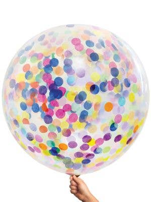 Image of Rainbow Confetti Filled Jumbo 90cm Latex Balloon