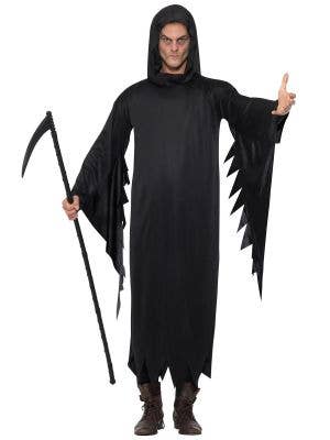 Men's Black Grim Reaper Robe Halloween Costume Main Image