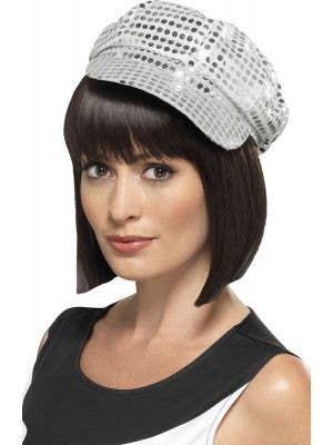 70's Silver Sequined Disco Costume Hat