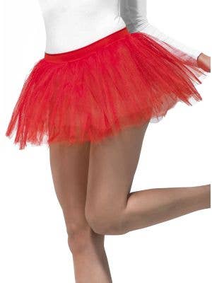 Smiffys Red Tulle 4 Layer 80s Costume Petticoat Tutu Skirt- Main Image