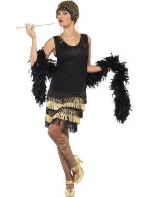 Black and Gold Women's 1920's Costume Front VIew