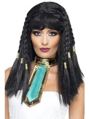Goddess Cleopatra Women's Long Black Costume Wig - Main Image