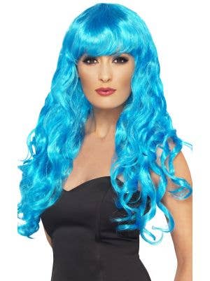 Curly Blue Mermaid Siren Costume Wig for Women