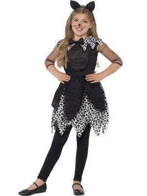 Girl's Leopard Print Cat Fancy Dress Animal Costume Front View